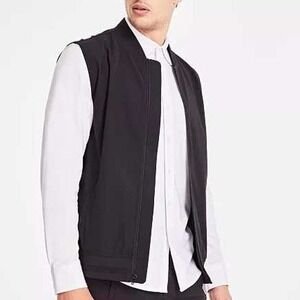 Alfani Alfatech Mens Full Zip Vest Deep Black Stretch Breathable S 100187752MN